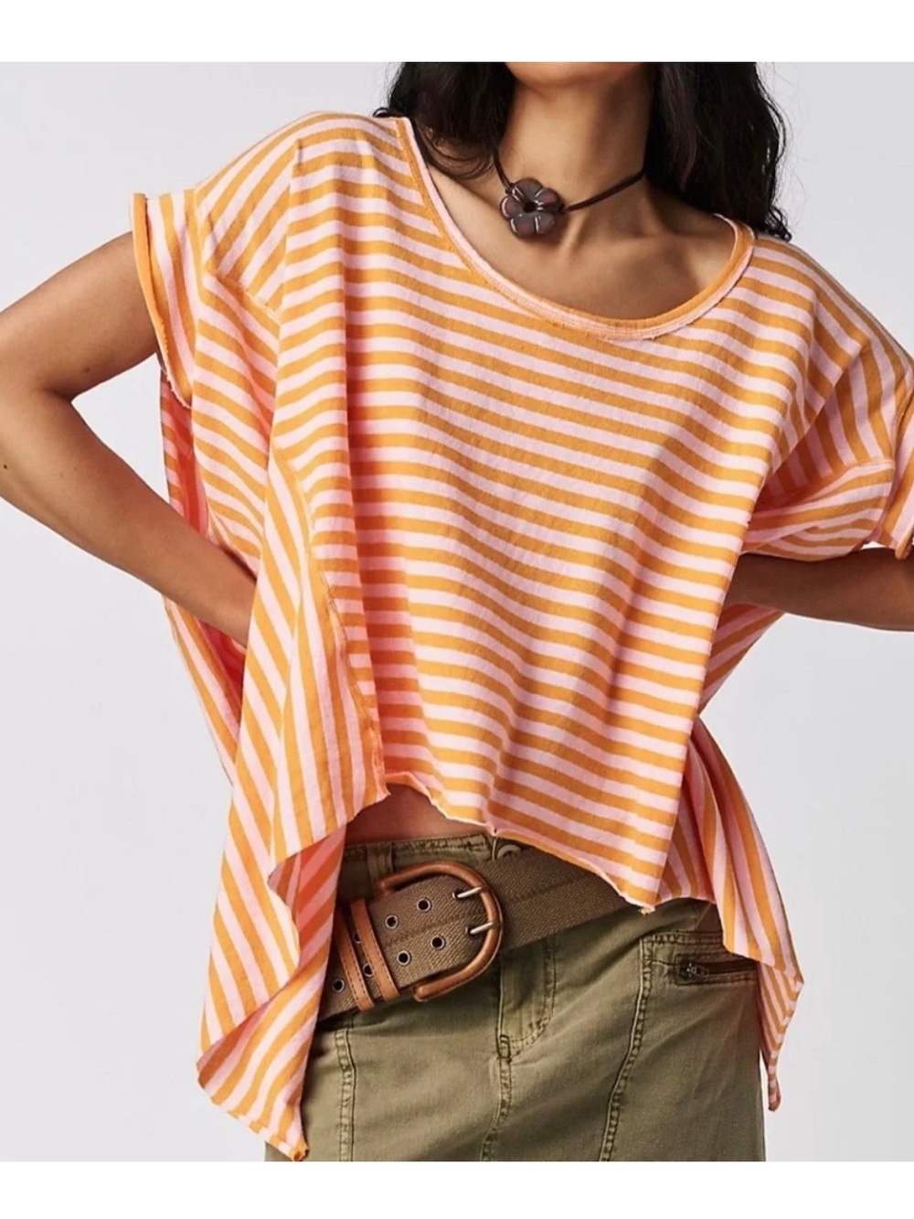 We The Free Striped Angel Tee Size Small